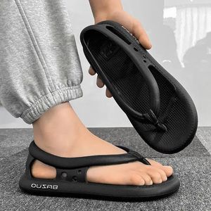 Man non-halp flip flops ihåliga tofflor tjocka plattformar kvinnor skor sommar utomhus hus par badrum mjuka tofflor lägenheter 240321