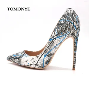 Dress Shoes Factory Wholesale Grey Handwriting Python Snake Pointed Toe Women Lady 120mm High Heel Autumn Plus Size 12 Sexy Pump
