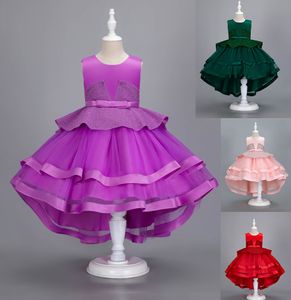 Beleza Vermelho Roxo Verde Rosa Jóia Vestidos de aniversário/festa para meninas Vestidos de concurso para meninas Vestidos de flores para meninas Saias do dia a dia para crianças SZ 2-10 D401118