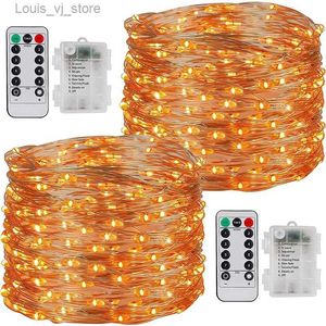 LED文字列Beau-Fairy String Lights 10m 100リモートコントロールタイマーTwinkle 8モードFirefly Decor YQ240401