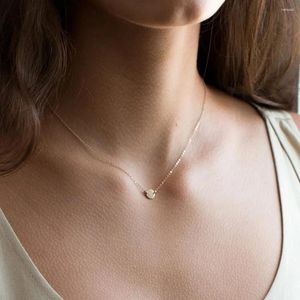 Pendant Necklaces Tiny Round Simple Stainless Steel For Women Gold Plated Dainty Small Disc Choker Necklace Jewelry Wholesale