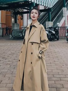 Womens Windbreaker Autumn Winter Medium Long Korean Fashion Women Trench Coats Loose Overknee British Style Clothes 240309
