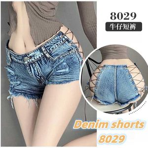 CQ9M Sexy Pyjamas Fun Dessous Womens Low Taille Open Cut Shorts Sexy Perforated Denim Shorts Nachtclub Heiße Versuchung Dessous Paar Spaß 2404101