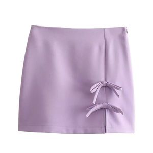 Traf Bowtiedecorated Mini Skirtカジュアルでスタイリッシュなピンクの女性用スプリングスマー韓国スタイル240401