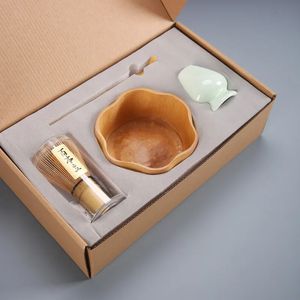 Teaware Matcha Making Tool Set Bamboo Tea Whisk Scoop Bowl Ceramic Holder Home Decoration Accessories 240328
