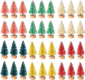 Decorative Flowers 12 Pcs Artificial Mini Christmas Trees Plastic Tabletop Ornaments For DIY Crafting Home Decor