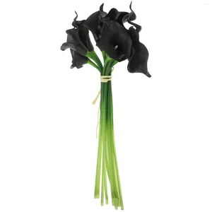 Decorative Flowers 10 Pcs Fake Artificial Bouquet Bouquets Black Home Decors Decorate Living Room Arrangement Plastic Kit