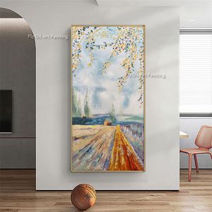 Modern Rural Road Abstract Wall Art Oil Paintings Pastoral Landscape Canvas Paintng Hand Painted Artwork For Living Room Interior Decor As Best Gift