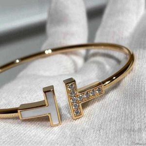 Fashion Light Luxury Bangle Double T Armband Sterling Silver Home Women039S Rose Gold Emamel Linka21948361