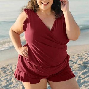 Kadın Mayo Kadın Mayo Seti Şık Yaz, fırfır Trim Push-Up Sütyen 2 Parça Monokini Mayo Takımında Plajda