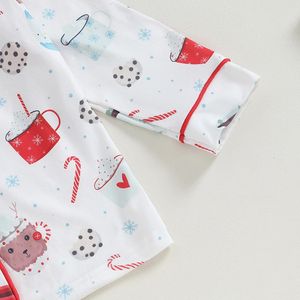 Çocuk kızlar Noel pijama seti zencefilli kurabiye adam elk baskı uzun kollu üst pantolon 2 adet salon takım elbise sleepwear 240325