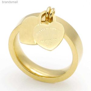 Дизайнерское кольцо для женщин Модные украшения Титан 316L Позолоченные кольца в форме сердца Т-буквы Двойное сердце Женский для женщин