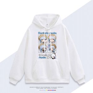 Genshin Impact Game kring Kamisato Ayaka Q Edition Hooded Pullover Guards for Men and Women Anime Casual Outwear Fashion