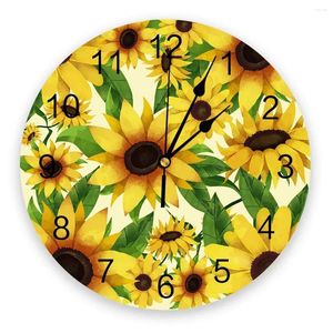 Wall Clocks Blooming Sunflowers 3D Clock Modern Design Brief Living Room Decoration Kitchen Art Watch Home Decor