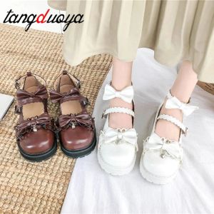 Flats Lolita Buty buty damskie Niski obcas okrągłe głowę Bowknot Wygodne buty Ulzzang Japońskie trampki platforma vintage buty harajuku