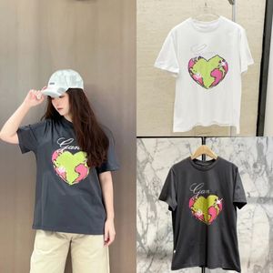 T-shirt da donna Inizio primavera New Volcanic Grey Love Letter Stampato Piastrelle T-shirt casual da donna girocollo a maniche corte