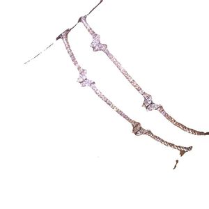 Trendy Shining Cute Butterfly Crystal Tennis Anklet for Women Gold Sier Color Boho Sandals Rhinestone Foot Ankle Chain Jewelry