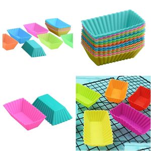 Baking Moulds Mini Rec Shape Sile Muffin Cupcake Mod Bakeware Maker Mold Tray Cup Drop Delivery Home Garden Kitchen, Dining Bar Dhbkl