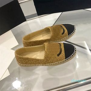 Buty swobodne Tweed Fisherman Designer Black Ballet Flats Buty Kobiety Karbowany skórzany poślizg na balerinie