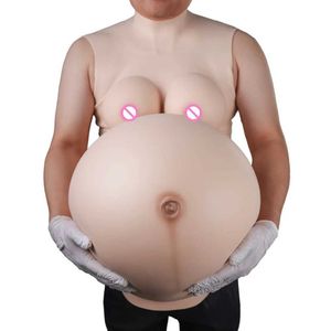 Breast Pad FTM Trans Artificial Twins Fake Pregnant Belly With Big False Female Boobs enorma kvinnliga bröstformer Combo Set 240330