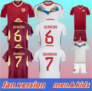 2024 2025 Venezuela Maglie da calcio Kit per bambini 24/25 Maglia da calcio della squadra nazionale Rossa Away Camisetas Copa America CORDOVA SOTELDO RINCON BELLO SOSA RONDON Uniformi