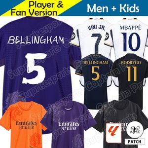 MBAPPE BELLINGHAM ReAl MaDrIDs Soccer Jersey 23 24 25 Y-3 Kids Kit 2023 2024 Home Away Third Fourth Y3 Football Shirt Camiseta RODRYGO VINI JR Plus Size 4XL Purple Black