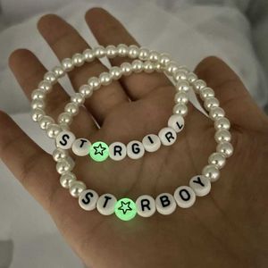 Chain StarGirl Star Boy Friendship Letter Bracelet 2023 Fashion Adjustable White Pearl Girl Bracelet Wholesale Jewelry Q240401