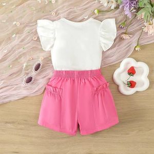 Clothing Sets Toddler Baby Girls Clothes Hello Print Flutter Sleeve Tops T-shirt And Shorts Summer Outfits