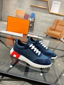 Nya män Summer Walk Italy Design Bouncing Casual Sneaker Shoes Nappa Leather Technical Blue Suede Goatskin Low Top Trainers Party Dress Walking Skate Shoe With Box