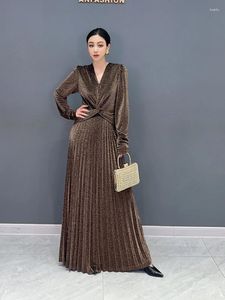 Casual Dresses SuperAen 2024 Winter Korean Style Design Fashionable Waist Wrap Maxi Dress For Women