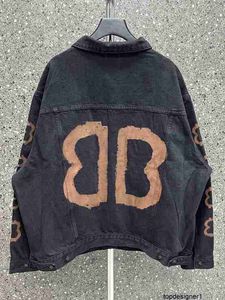 Дизайнерская джинсовая куртка High версии B семейства 2024 BB с граффити, изготовленная на заказ из тканой и окрашенной ткани, свободная посадка как для мужчин, так и для женщин Z7C3