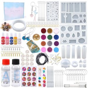 Kit di stampi per colata in resina epossidica trasparente Stampo in silicone con colla per orecchino Portachiavi Creazione di gioielli Fai da te Moule 240315