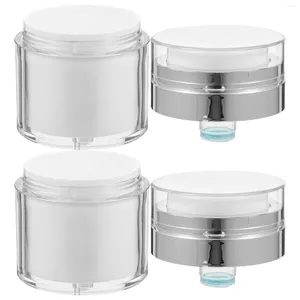 Lagringsflaskor 2 datorer Press Cream Jar Airless Pump Bottle Liquid Lotion Sub Package Container