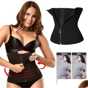 Cintura Apoio Látex Trainer Corset Zipper Cincher Emagrecimento Barriga Cinto Tummy Trimmer Shaper Mulheres Controle Bainha Cinto Cinta Preto Dro Ot5Zi