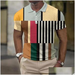 Mens Polos S Shirt Fashion Stripes Printed Shirts Casual Short Sleeve Summer Mesh Blouse Clothing Oversized T Drop Delivery Apparel Te Dhzxf