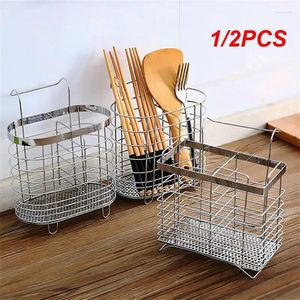 Kitchen Storage 1/2PCS Metal Hanging Cutlery Holder Drainer Spoon Fork Chopsticks Basket Rack Tool Organizer Tableware Tube Jy25