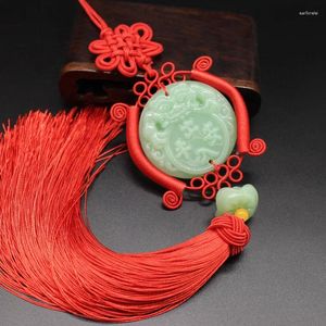 Keychains Car Pendant Green Jade Buddha Christian Religious Rearview Mirror Ornaments Hanging Auto Styling Accessories