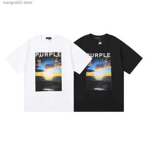T-shirt da uomo New Purple marca 1 1 estate 2024 alta marea esposizione del marchio stampa casual versatile maglietta a maniche corte da uomo e da donna T240401