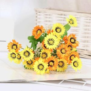 Decorative Flowers Coffee Table Decor Artificial Daisies Fake Flower Green Plant Simulation Daisyg Bouquet Wedding Decoration Silk Pink