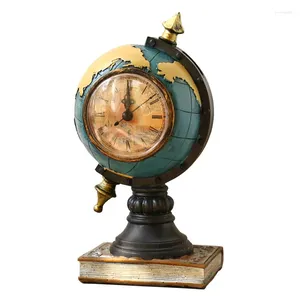 Bordklockor Retro Creative Globe Clock Desktop Home Furnishings TV Cabinet Wine Study vardagsrum Kaféinredning