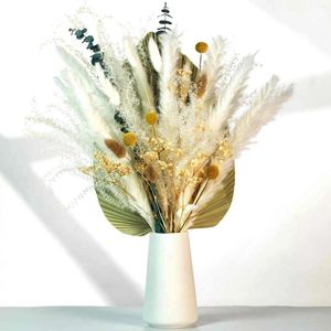 Fiori decorativi Composizioni floreali Boho Bouquet di foglie di palma di erba di pampa essiccata naturale per la decorazione domestica della festa nuziale Decorazioni del festival