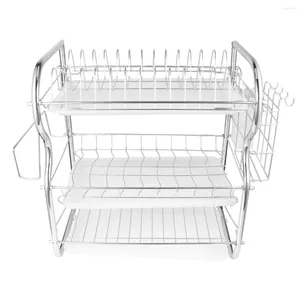 Kitchen Storage Dishes Organization Shelf Utensils Organizer Cutlery Drain Rack Plates Holder 3 Layer Drainer