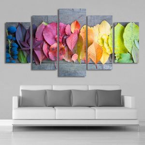 5 Panel Colorful Leaves Canvas Prints Wall Art Autumn Landscape HD Pictures Posters for Living Room Office Decor No Frame