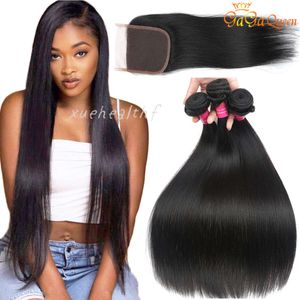 Brazilian Straight Hair With Closure Wholesale Brazilian Virgin Hair 3 Bundles With Lace Closure 4x4 Lace Closure With Human Hair Bundles