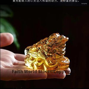 Dekoracyjne figurki domowe sklep samochodowy maskotka geomantyczna mistrz Przynieś bogactwo skarbów Pieniądze Rysunek powodzenia Jin chan żółty kryształ