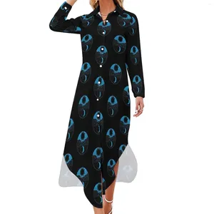 Vestidos casuais noite dia a linha vestido chiffon retro mulheres manga longa moda coreana v pescoço personalizado oversized