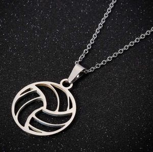 Pendanthalsband 2022 Hfarich Fashion Beach Volleyball Pendant Necklace Womens Hollow Ball rostfritt stål Runda smycken Student Graduation Giftl2404