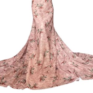 1 Stück Chiffon Blumenmuster Jacquard Stoff Cheongsam Kleid Damen Stickerei Spitze zum Nähen Weihnachtsfeier und Hochzeitskleider 5yd