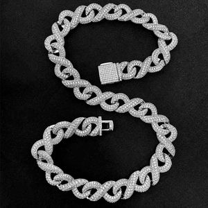 Hiphop Infinity Chain 925 Sterling Silver 16mm 3 Rows VVS Diamonds Iced Out Moissanite Cuban Chain