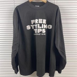 素敵な洗浄済みヴィンテージTシャツ男性女性Tシャツトップティーロングスリーブ2024SS